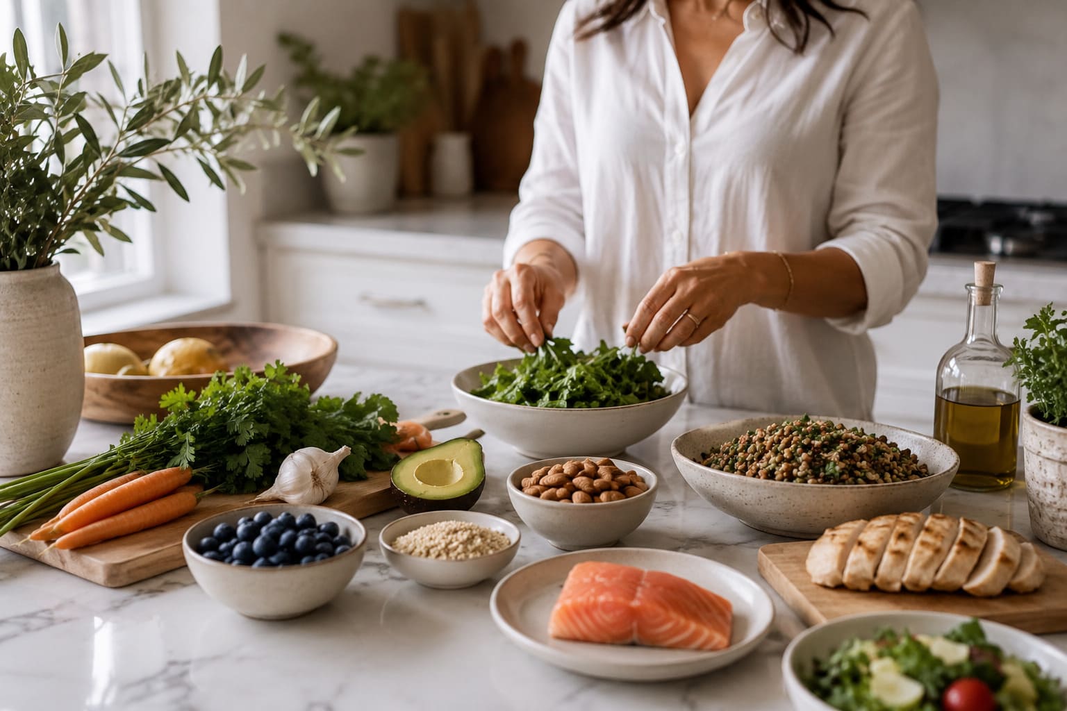 Fresh, nourishing foods prepared as part of nutrition support during cancer recovery